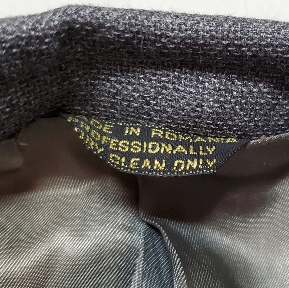 VINTAGE 70s Grey Tweed Wool Single Breasted Notched Lapel Fitted Blazer Jacket - Picture 14 of 15